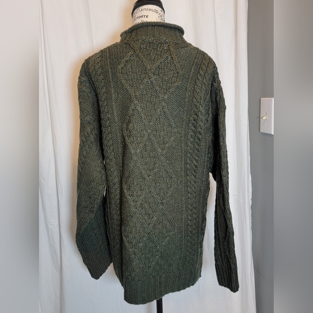 Aran Crafts Women's Green Cable Knit Rolled Neck Sweater - Picture 5 of 6